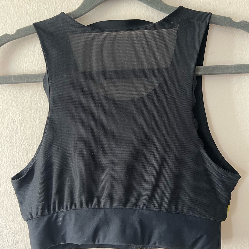 Lucas Hugh Designer Sports Bra | Colorblock & Mesh Back | Black Multi - Picture 4 of 10